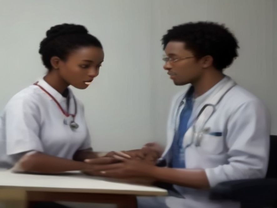 African doctor consulting a patient in a modern clinic